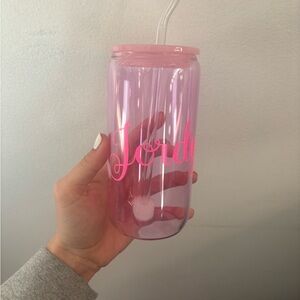 Pink Tumbler with Straw